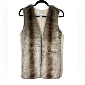 Liz Claiborne Faux Fur Front Sweater Vest .   Size: Medium